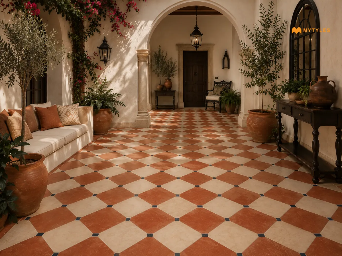Terracotta and Ivory Courtyard Flooring
